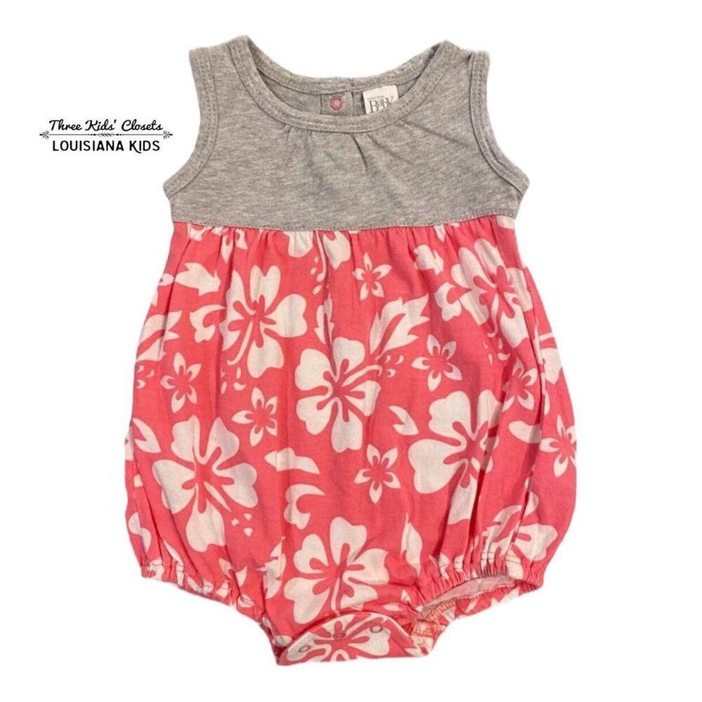 Nordstrom Baby NB Newborn Hibiscus Flower Bubble Romper